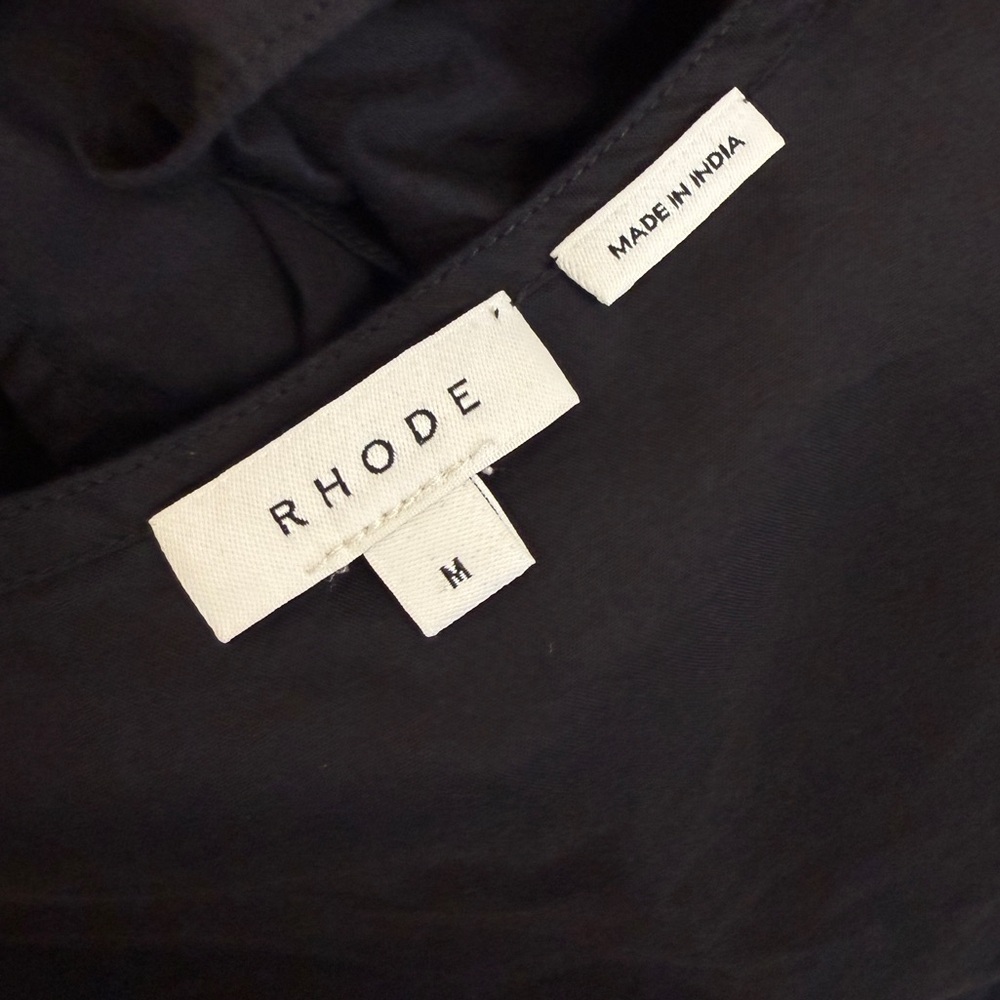 RHODE Eloise Blouse Black Cotton Puff Sleeve Ruffled Top EUC size M - Picture 8 of 10
